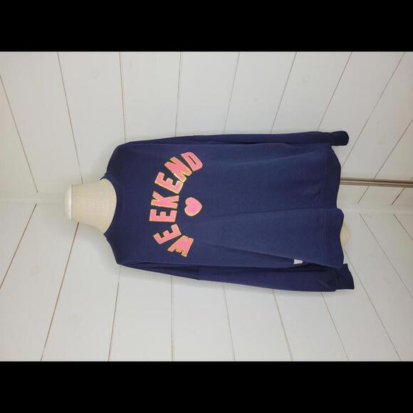 NWT Simply Southern XL Navy with pink "weekend" lightweight sweatshirt - Picture 1 of 3